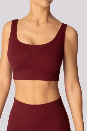 Top cu nervuri burgundy