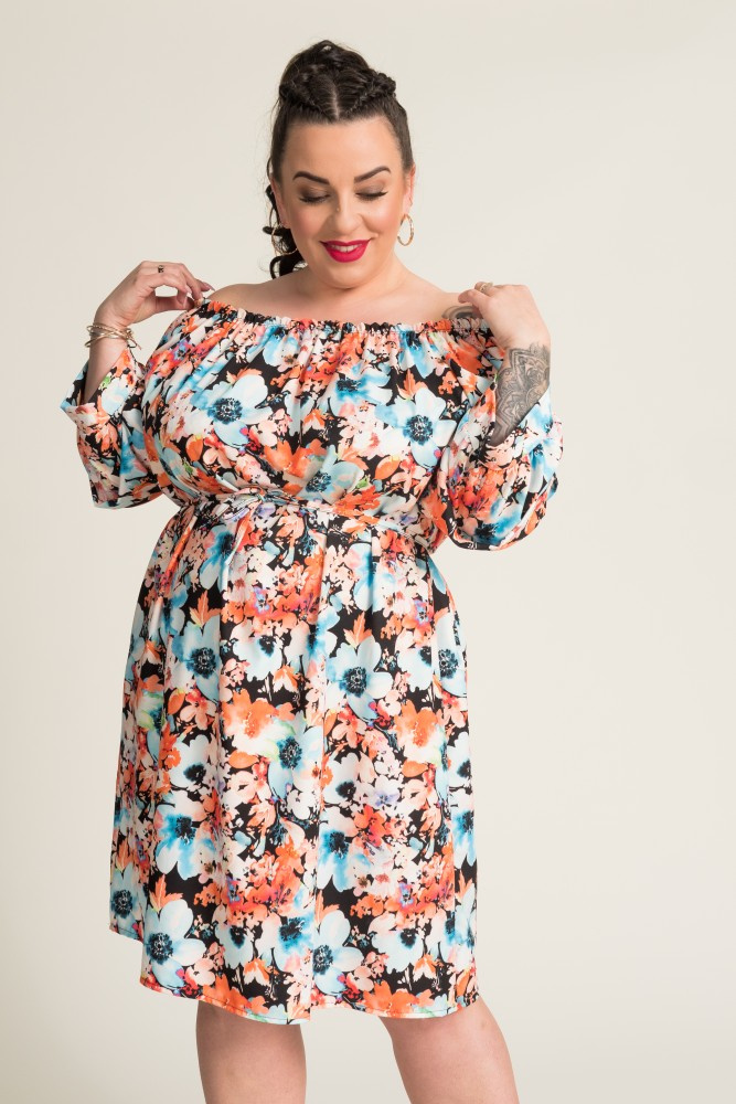 Dress with ruffled sleeves DARLIN Pattern 1