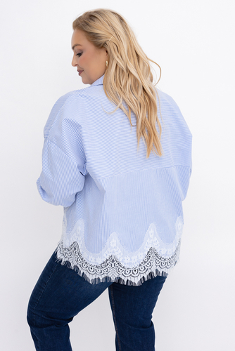 Błękitna Koszula z koronką