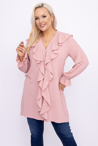 Powder pink tunic with jabot