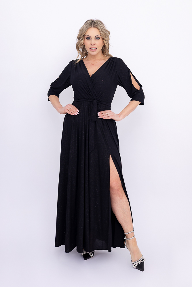 Schwarzes Brokatkleid