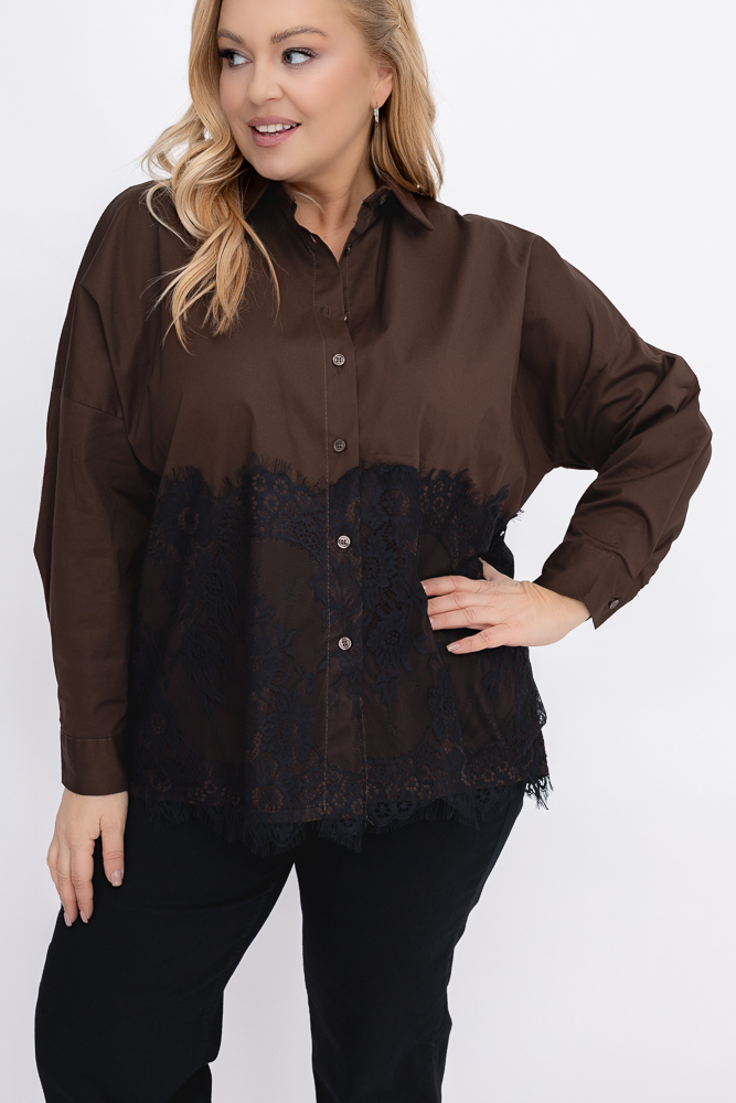 Czekoladowa Koszula z koronką