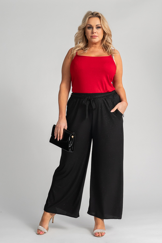 Pantaloni culotte negri cu sclipici