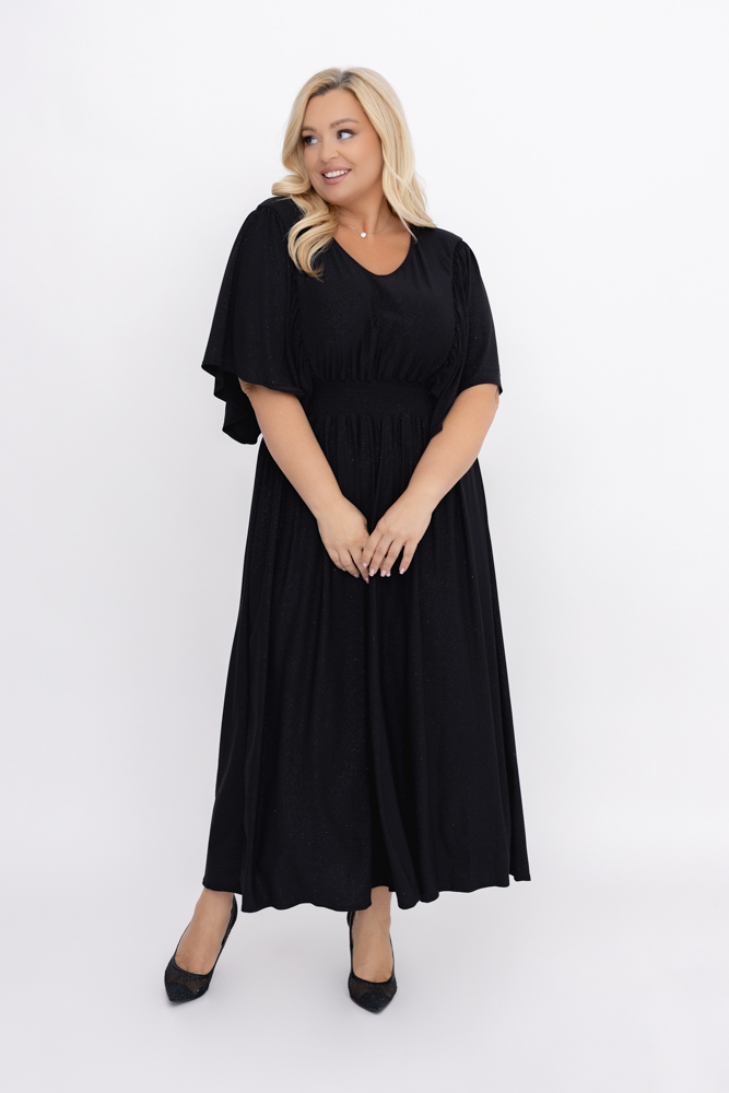 Black Brocade Dress with Crease