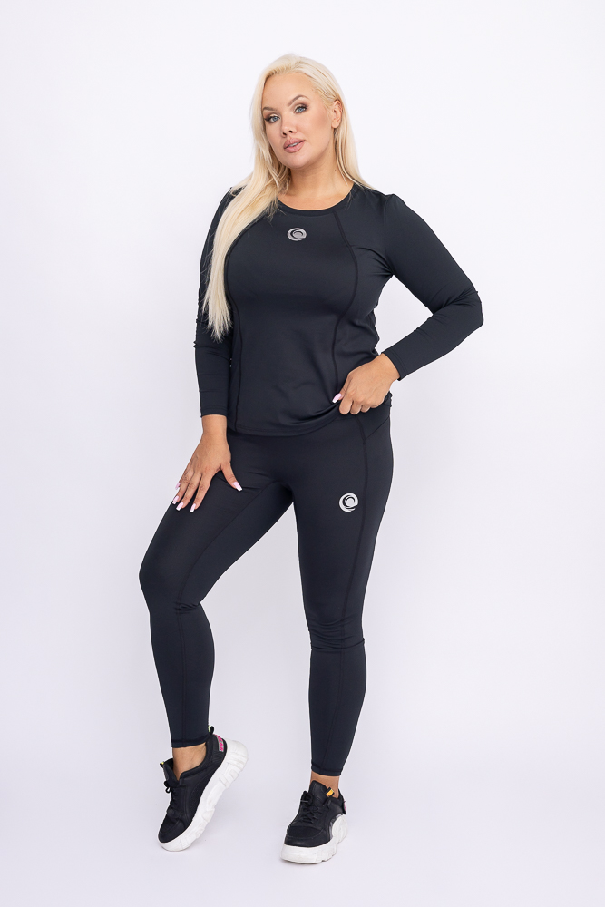 Set sport negru cu mânecă lungă