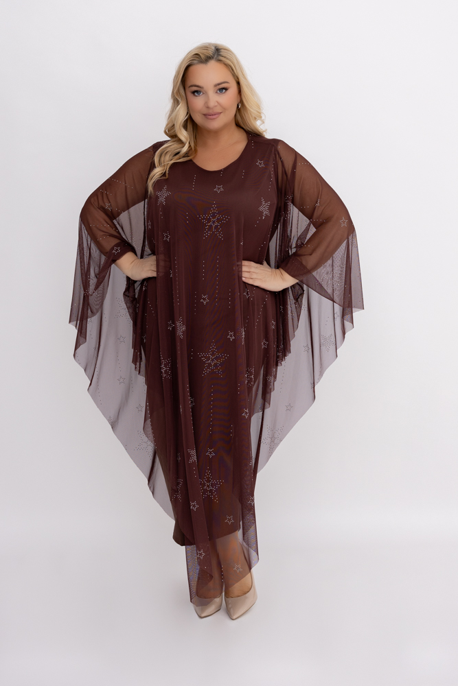 Czekoladowa Sukienka z siateczką Wzór 2 