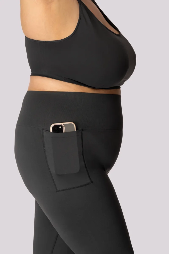 Graue Leggings mit Tasche
