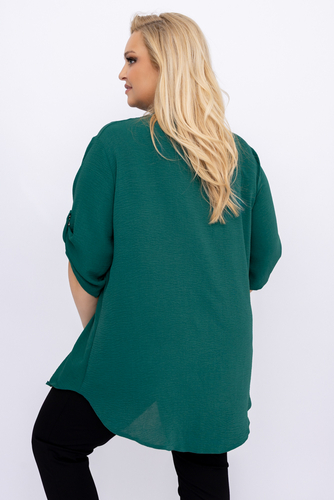 Chemise vert bouteille à col montant