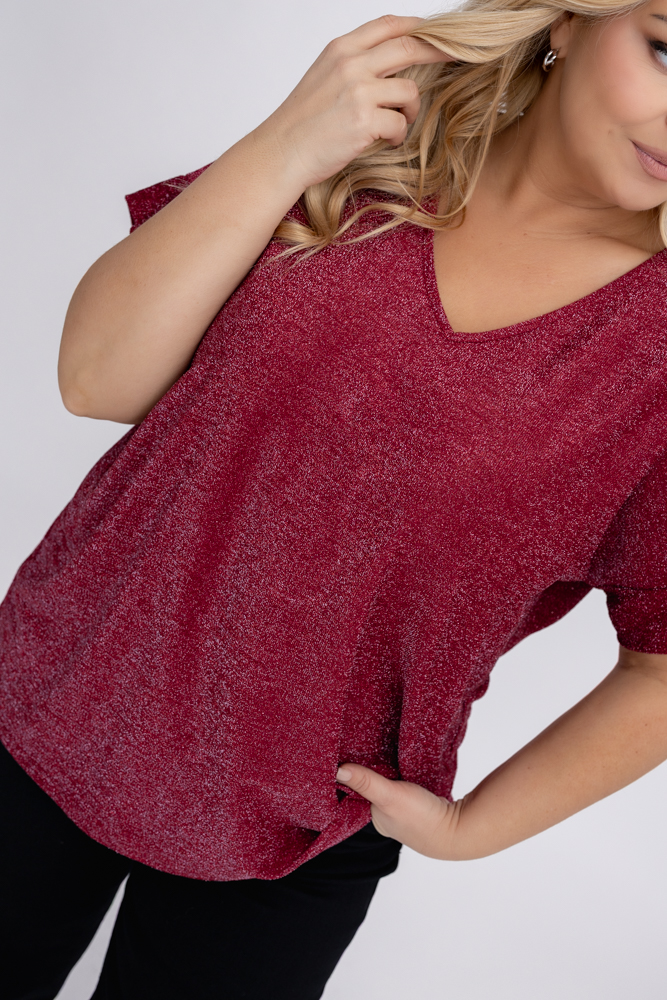 Bordowa Bluzka błyszcząca