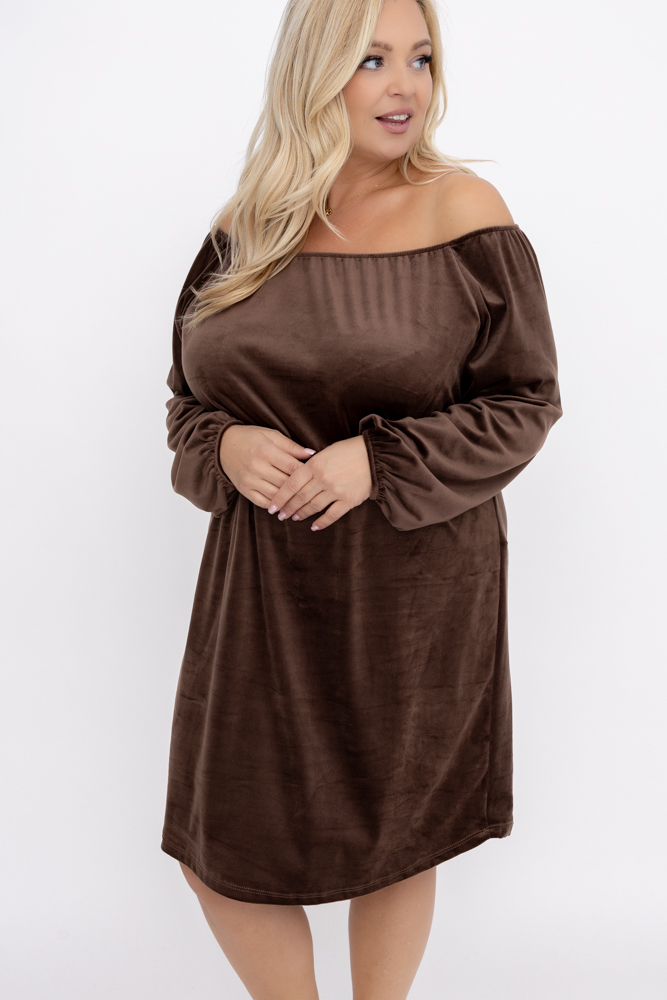 Velours-Kleid in Schokolade