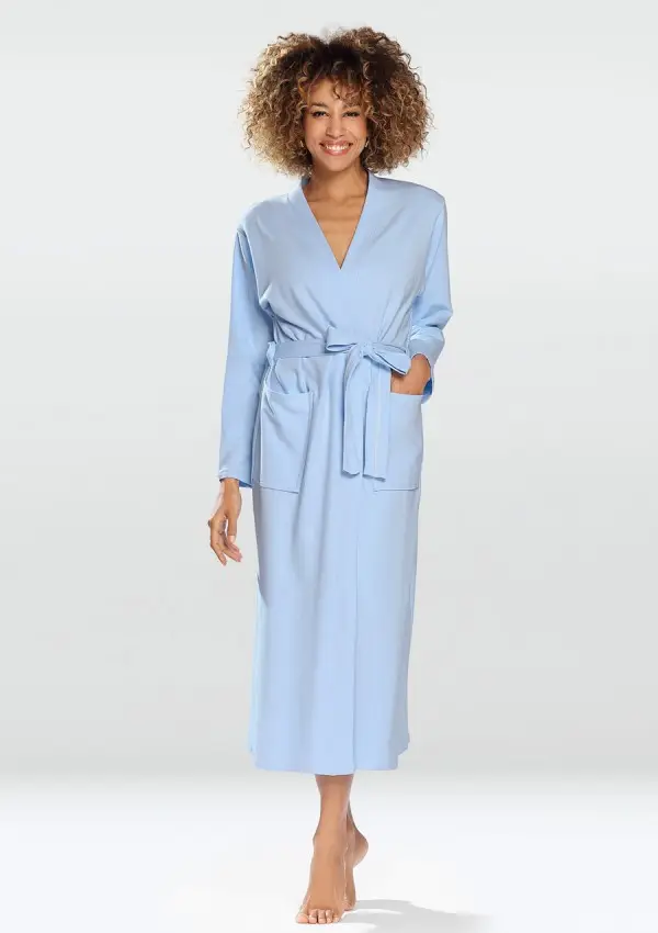 Robe de chambre en coton bleu
