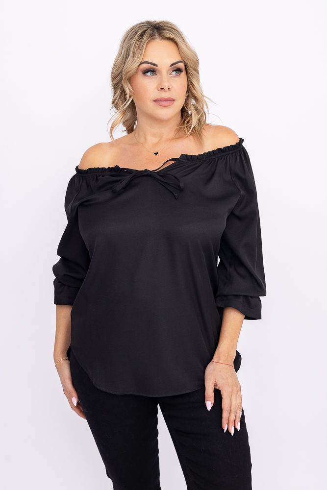 Schwarze Bluse mit gebundenem Ausschnitt