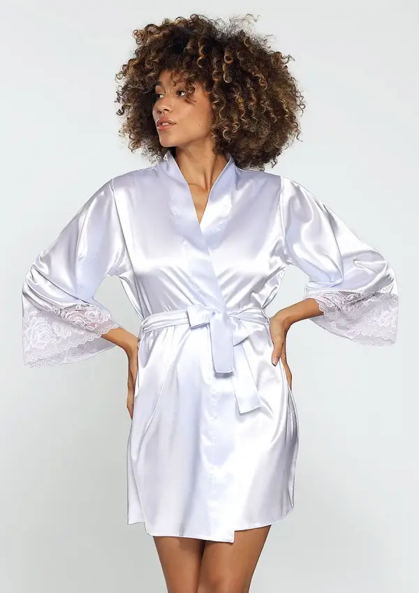 Biały Szlafrok satynowy
