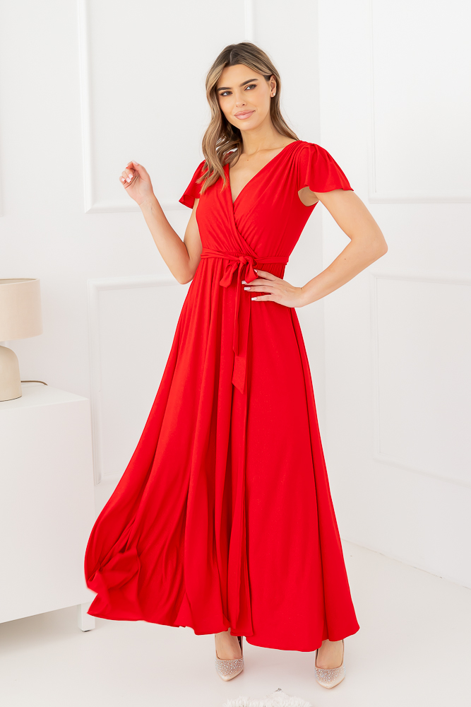 Rochie brocart roșu