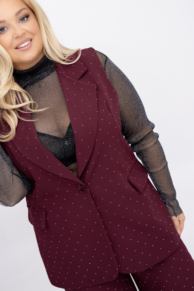 Kirsche Elegante Weste mit Strasssteinen