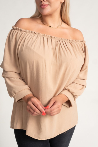 Beige Blouse with crinkle sleeves NANSI