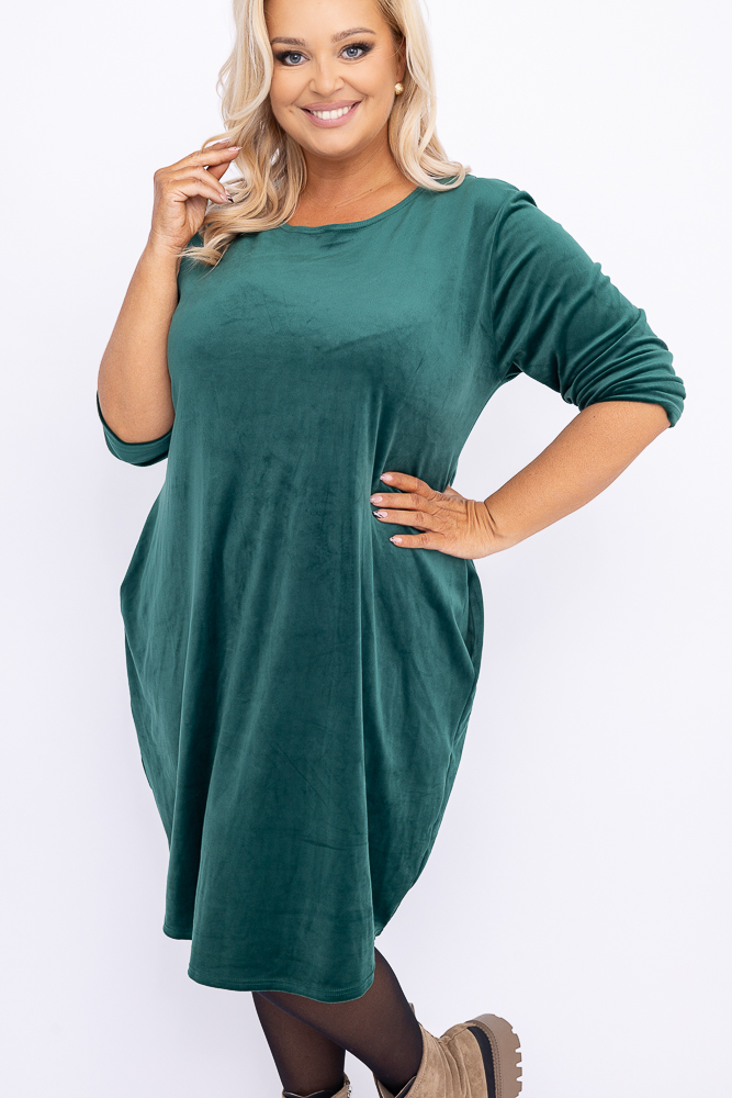 Robe en velours vert bouteille