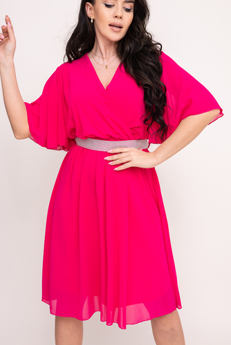 Fuksjowa Sukienka szyfonowa z paskiem SEMELIA