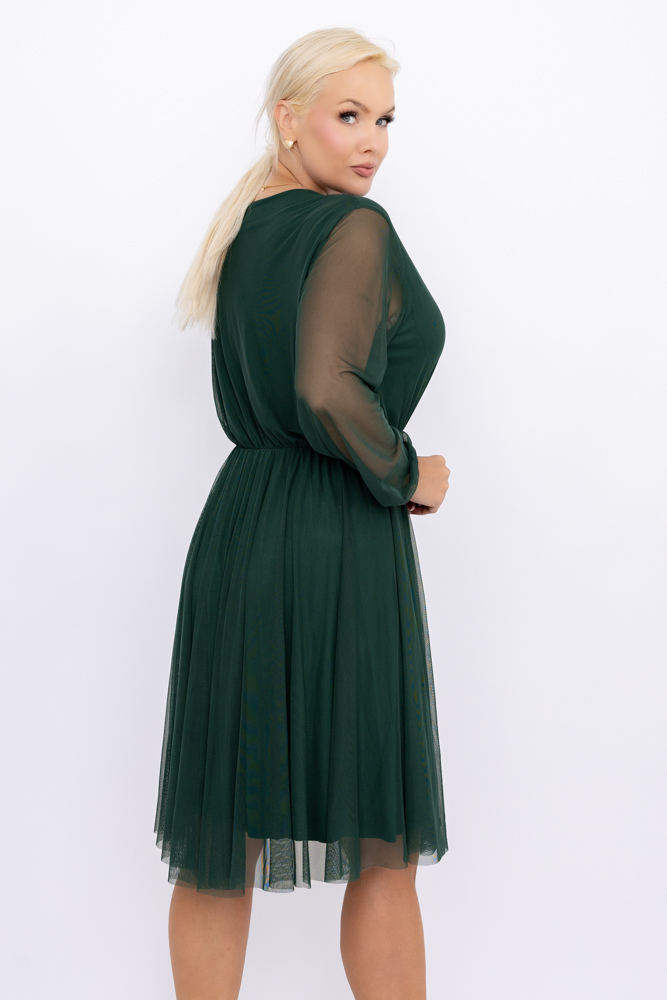 Vestido de malla verde botella