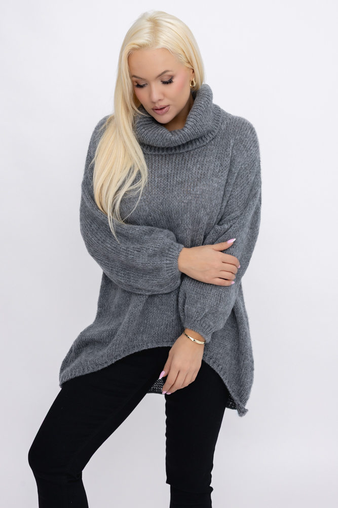 Szary Sweter z golfem