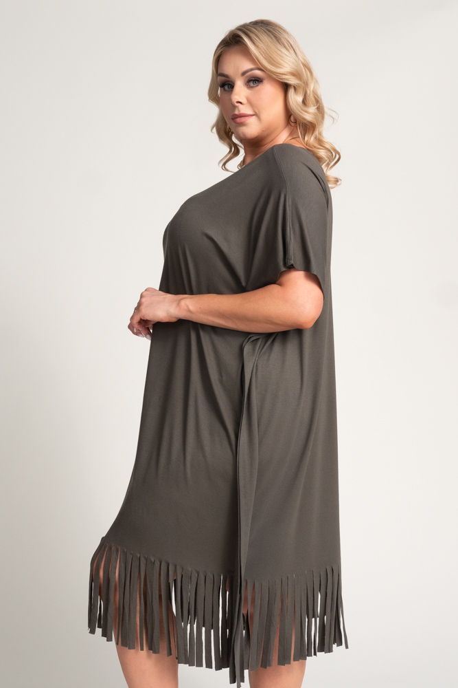 Robe à franges kaki