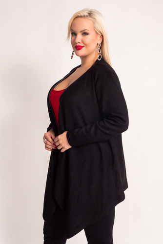  Svart asymmetrisk cardigan