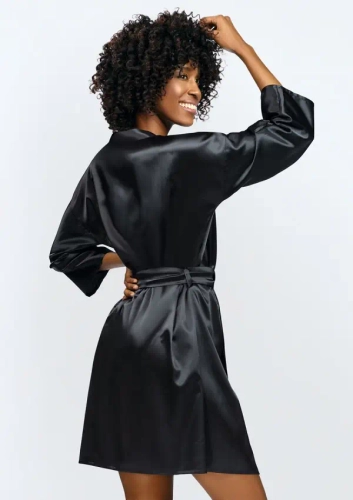 Black Satin Bathrobe