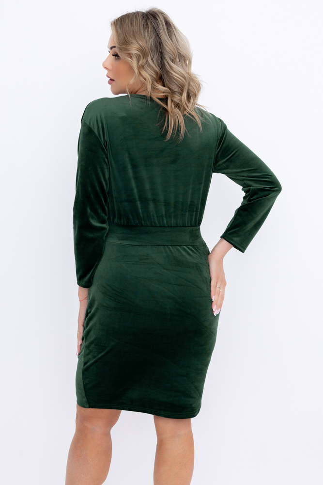  Rochie Velour verde sticlă