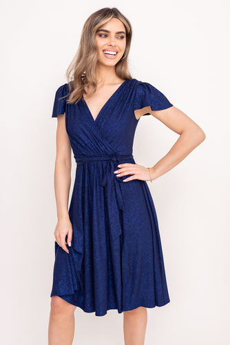 Vestido brocado azul marino