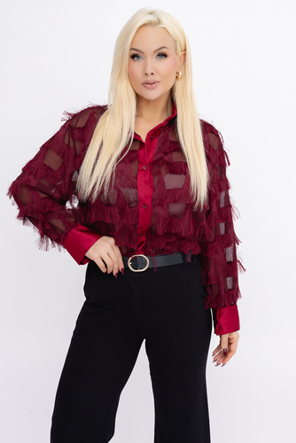 Bordowa Koszula prześwitująca