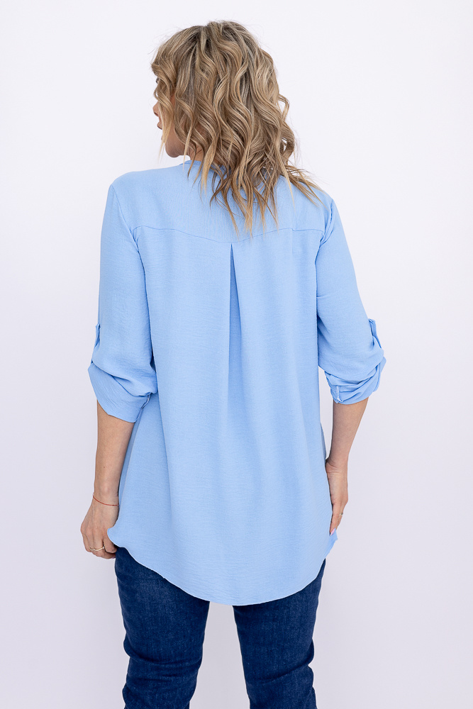 Blue Blouse with a sliding neckline MERXIO