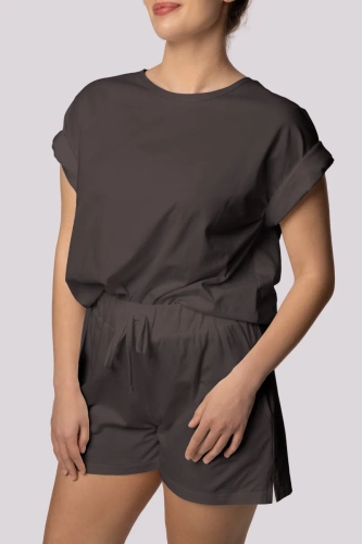Grafitové pyžamo s kraťasy