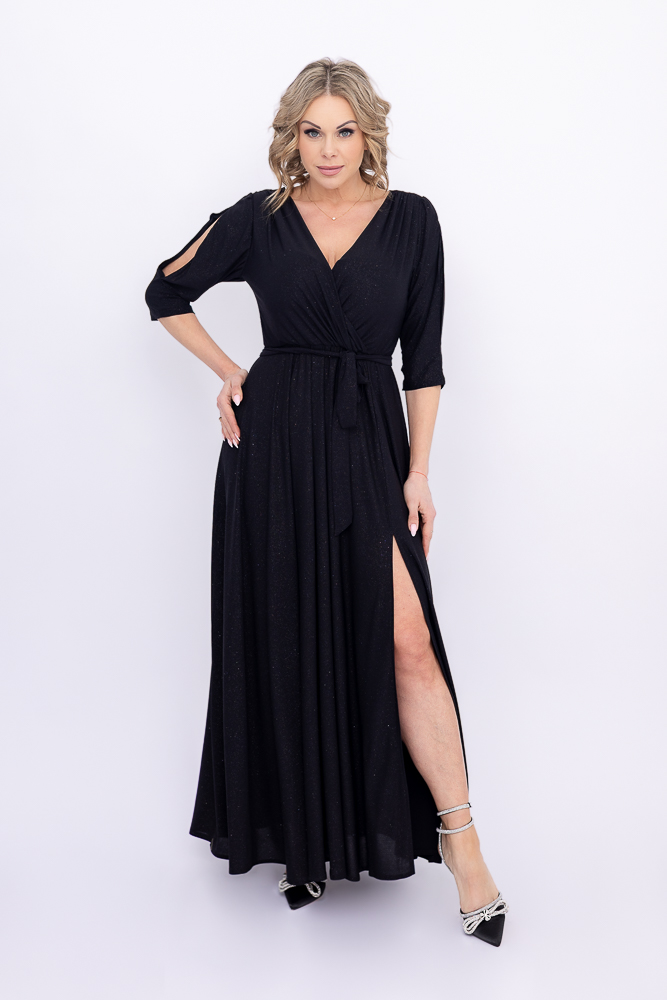 Vestido brocado negro