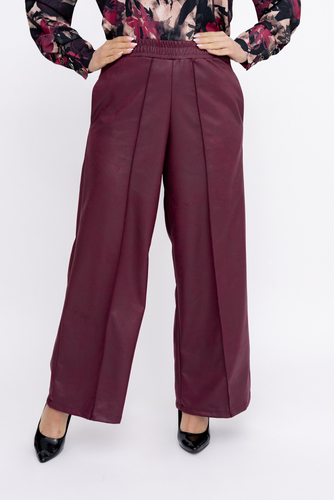 Burgundowe Spodnie skórzane