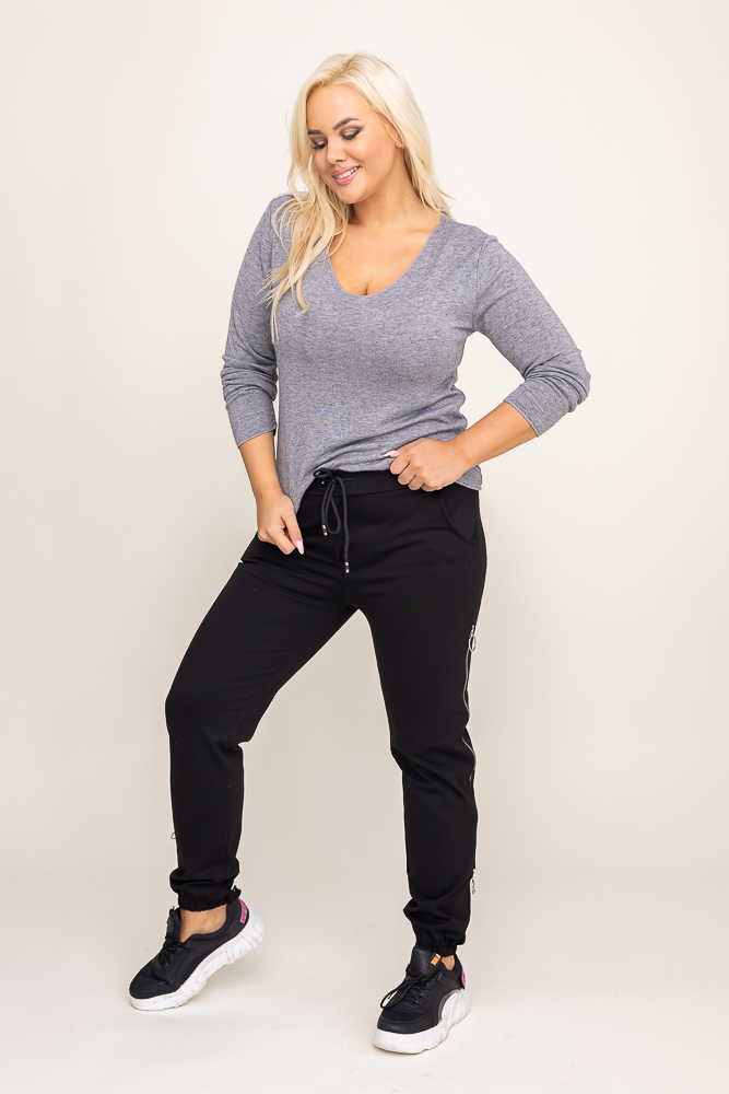 Czarne Spodnie z suwakami 