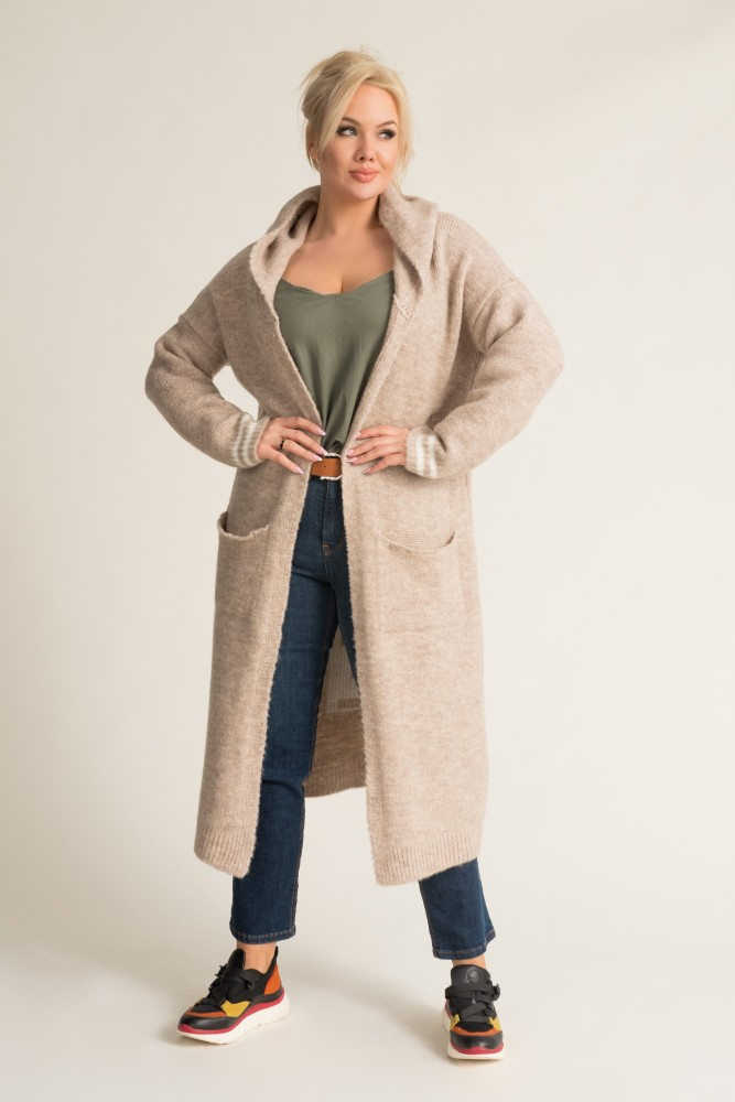 Beige Hooded Cardigan SMILY