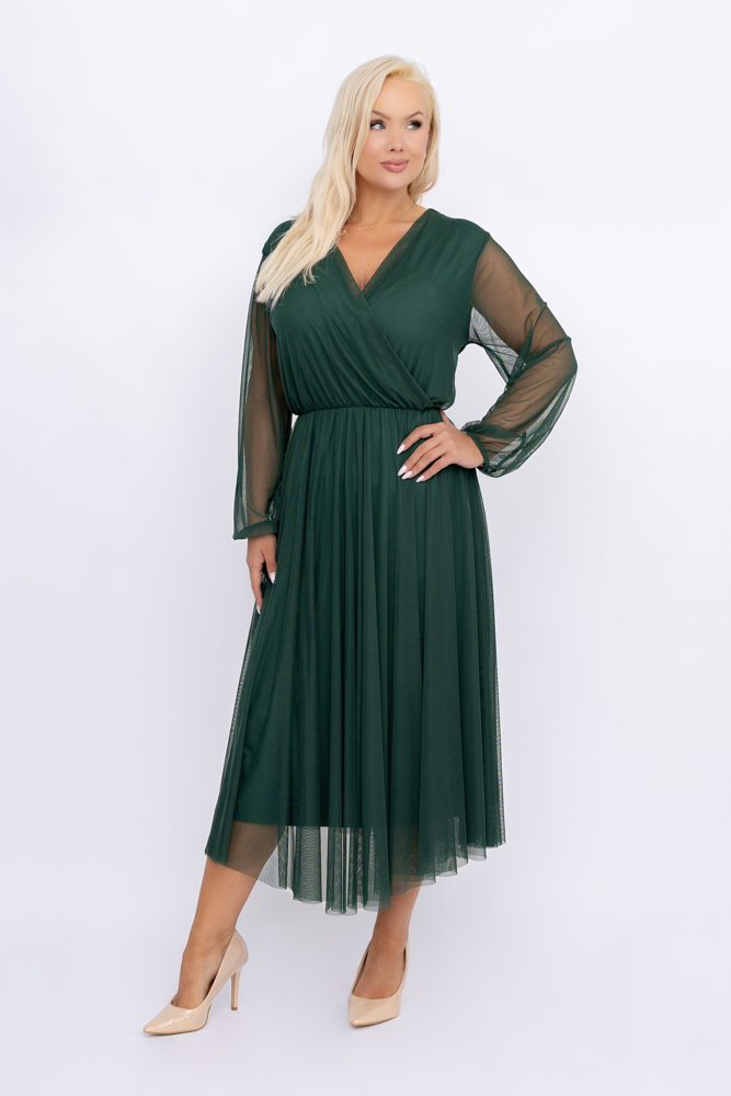 Bottle green Mesh dress