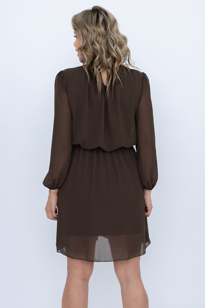 Czekoladowa Sukienka szyfonowa