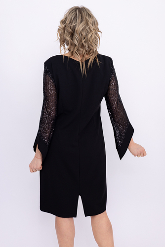 Vestido negro con mangas de lentejuelas Wzór 2