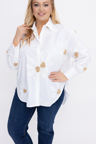 Ecru Koszula z haftem 