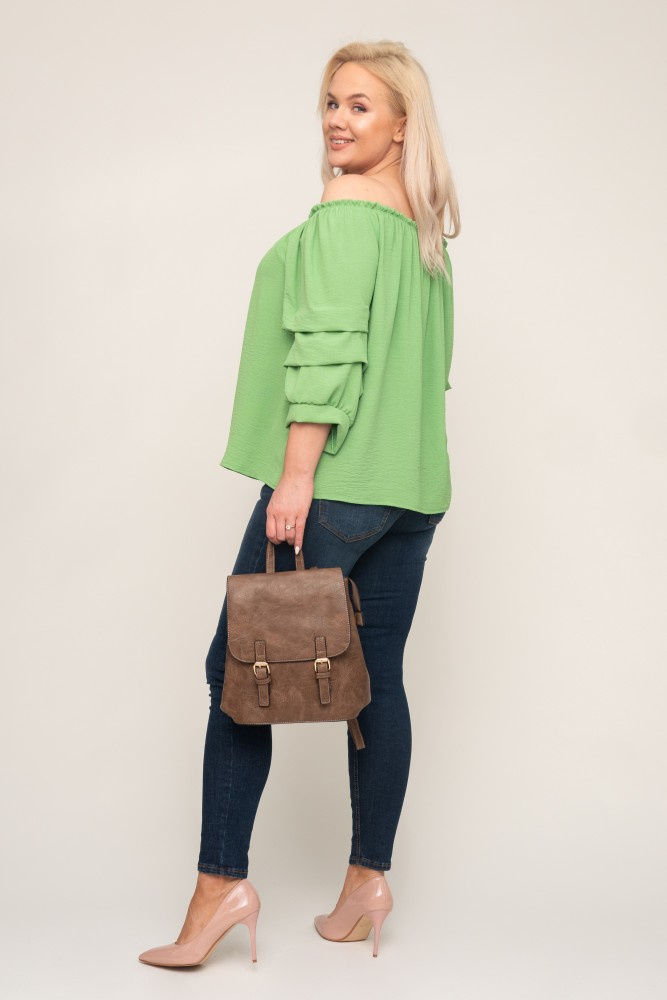 Light green Blouse with crinkle sleeves NANSI