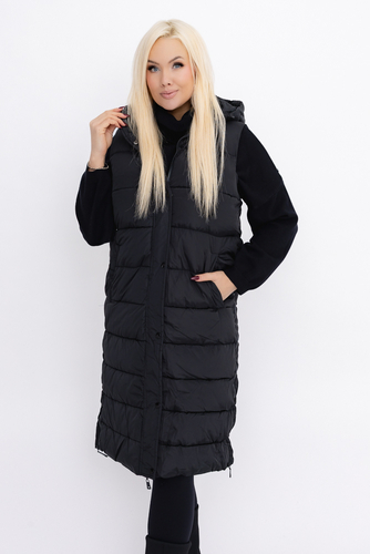 Czarna Kamizelka puchowa z kapturem