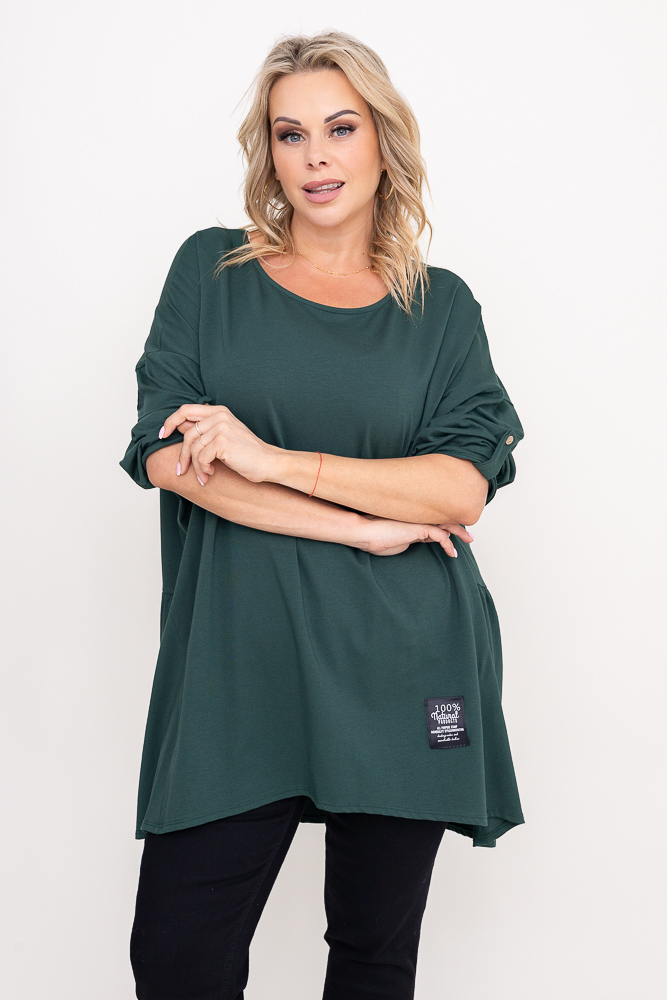 Bottle green asymmetrical tunic