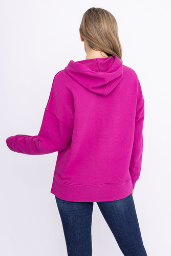 Genser med hettegenser i fuchsia 