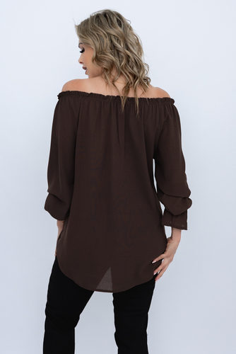 Chocolate Blouse with tied neckline