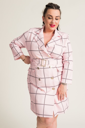 Pink and Black VAENA Checkered Dress