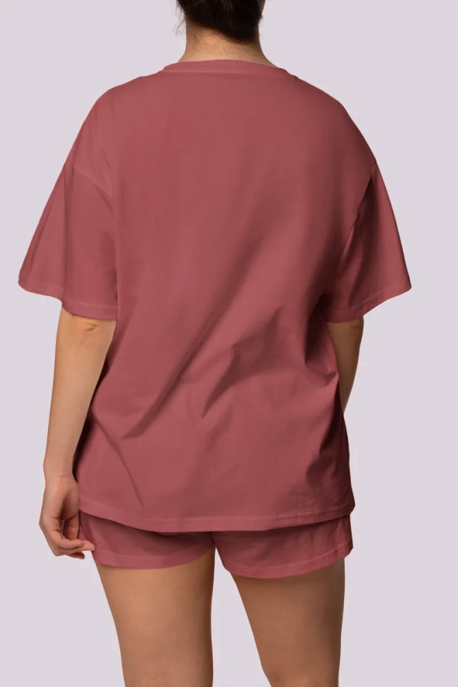 Kirschfarbener Pyjama mit Shorts