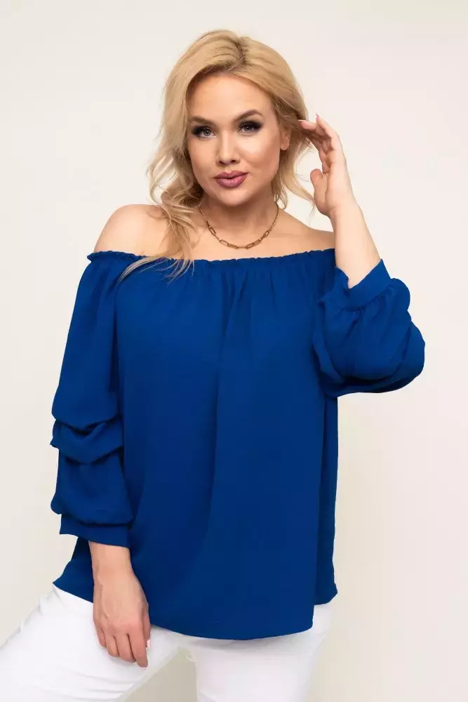 Bluză bleumarin cu mâneci bufante