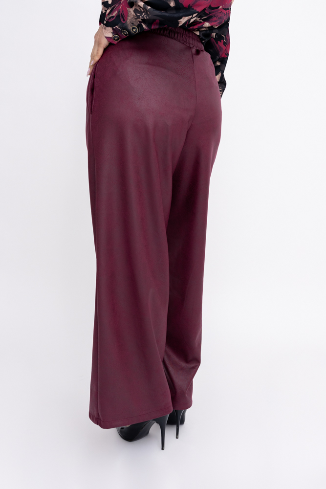 Burgundowe Spodnie skórzane