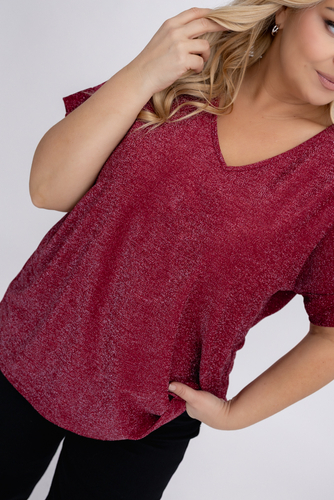 Bordowa Bluzka błyszcząca